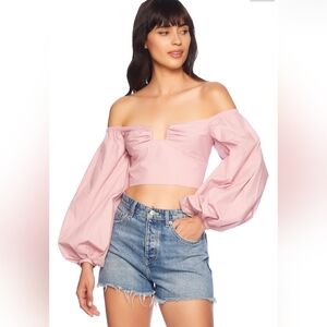 NWT Susana Monaco Poplin Off Shoulder Wire Top Pink